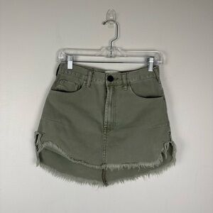 One teaspoon Vanguard Mid Rise Relaxed Denim Mini Skirt Green Sz 25